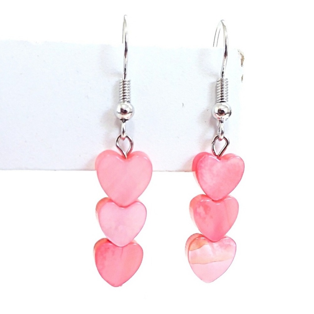 💗Pink Heart Shell Beads Earrings💗